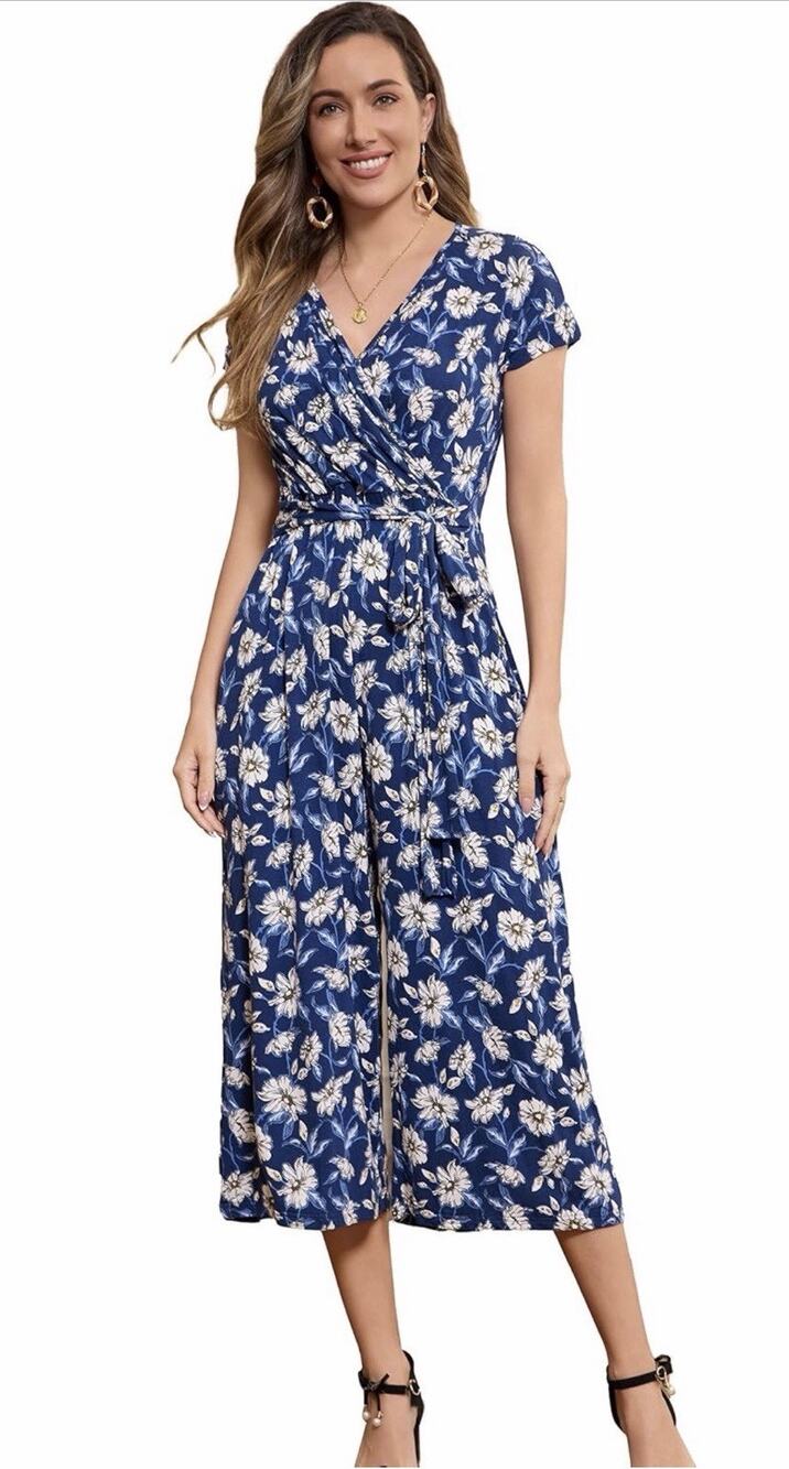 Qinyi Floral Maternity Nursing Jumper Blue L NWT